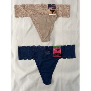 NEW Maidenform Luxurious Lace Thong  Womens Large Multicolor Thong DMESLT 2 Pair